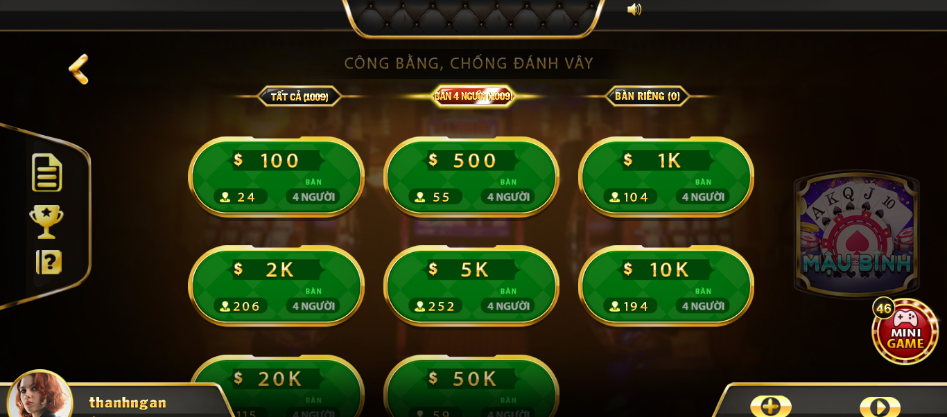 Game Mậu Binh có số lượng người chơi đông đảo trong số các game bài