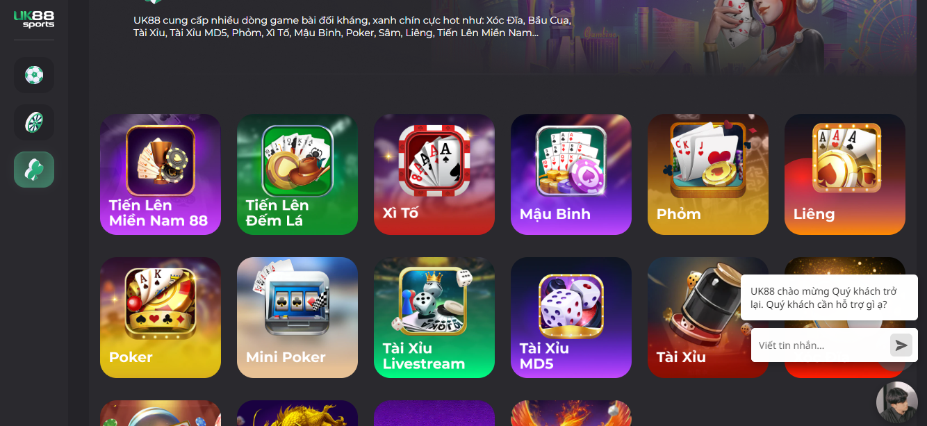 UK88 nổi tiếng với kho game bài cực đình đám