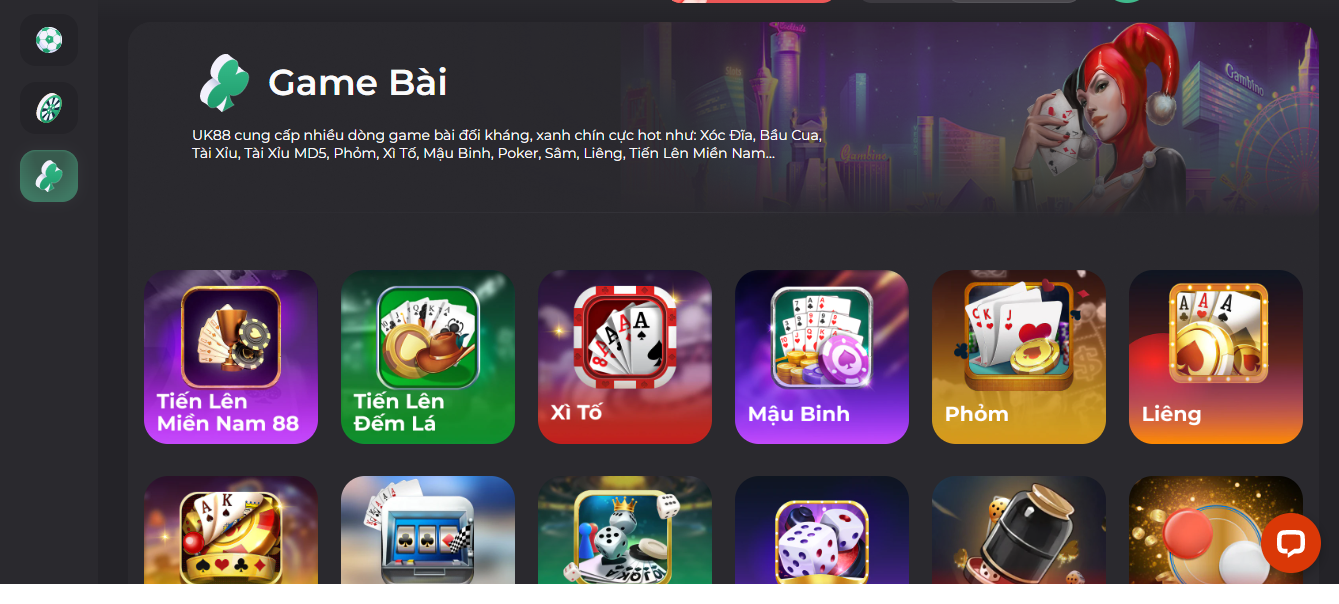Hệ thống game bài cực hấp dẫn tại nhà cái uk88