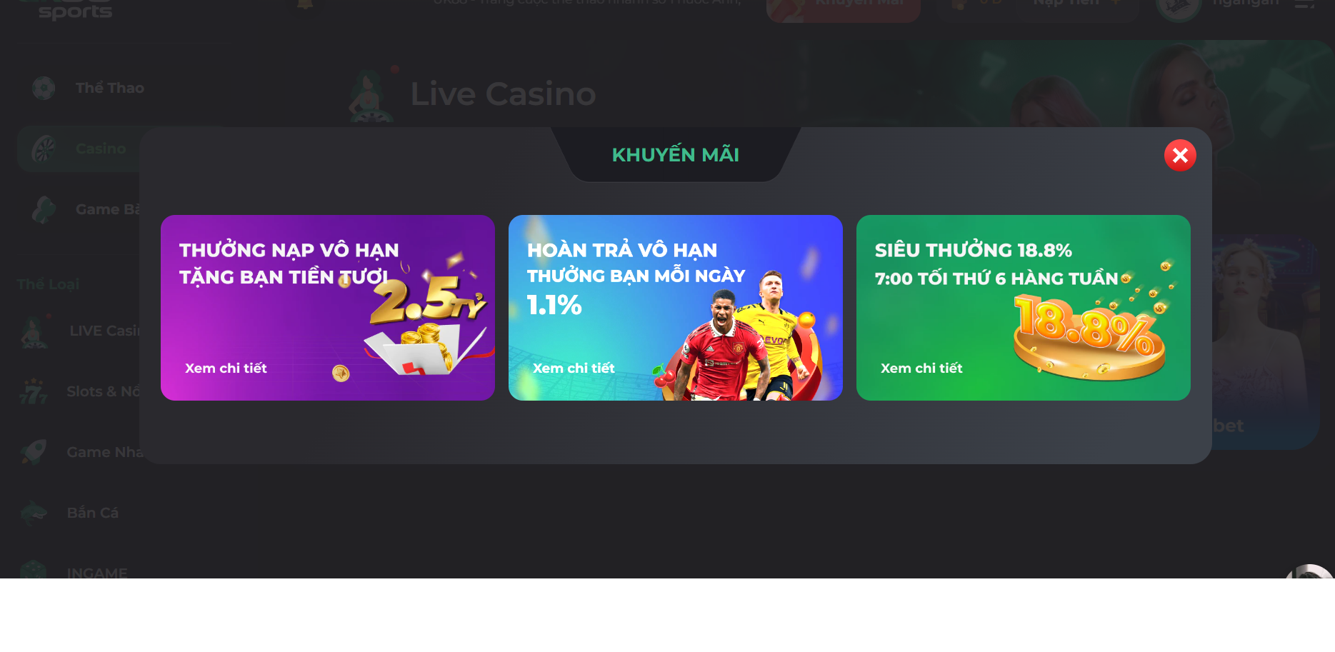 Rất nhiều khuyến mãi khủng khi tham gia Casino live tại UK88