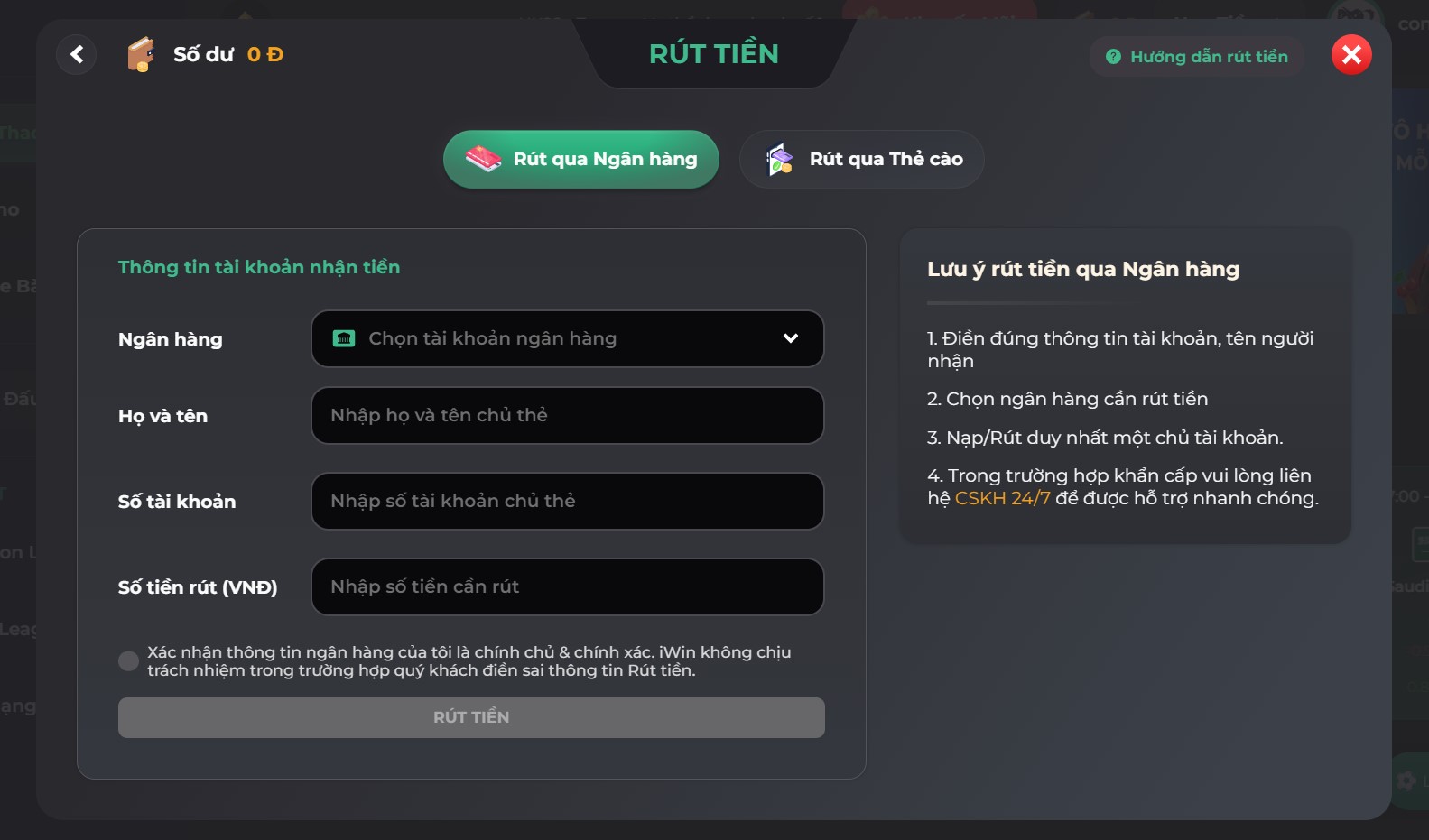 Cách rút tiền từ cổng game uk88
