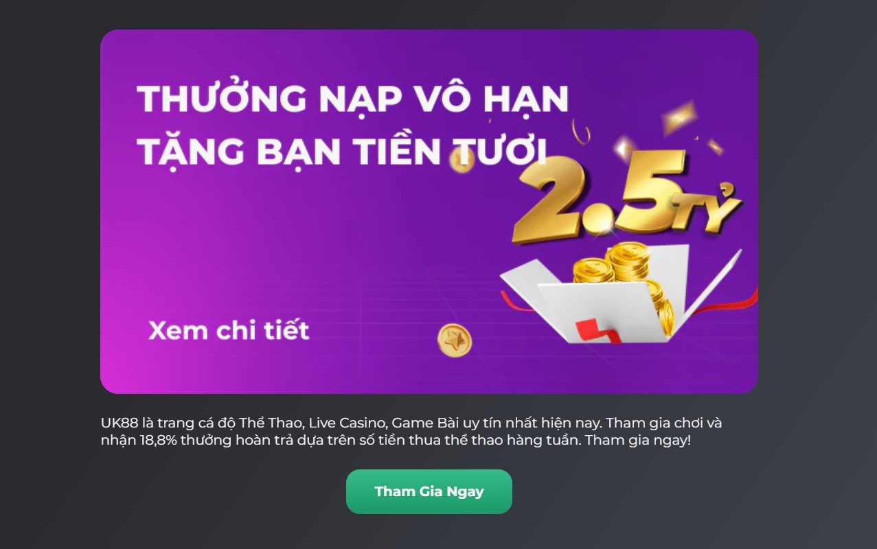Khuyến mãi trên cổng game uk88