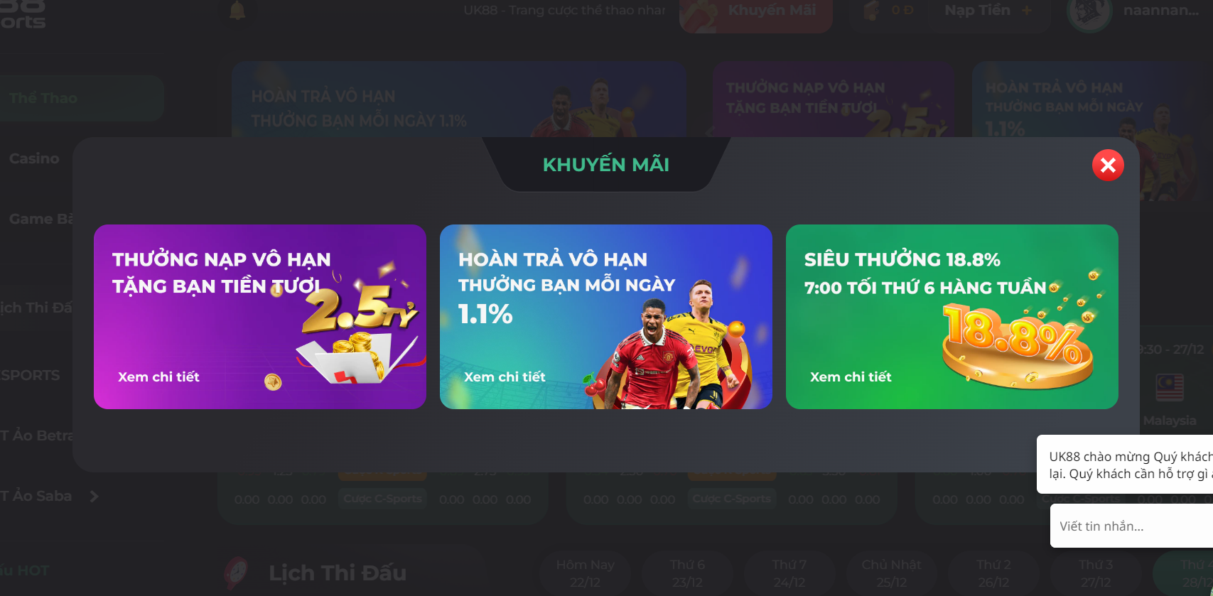 Nhà cái UK88 hỗ trợ nhận khuyến mãi theo cơ chế đơn giản hóa