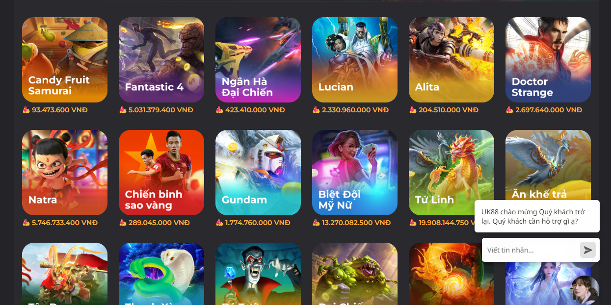 Kho game nổ hũ cực hoành tráng tại nhà cái UK88