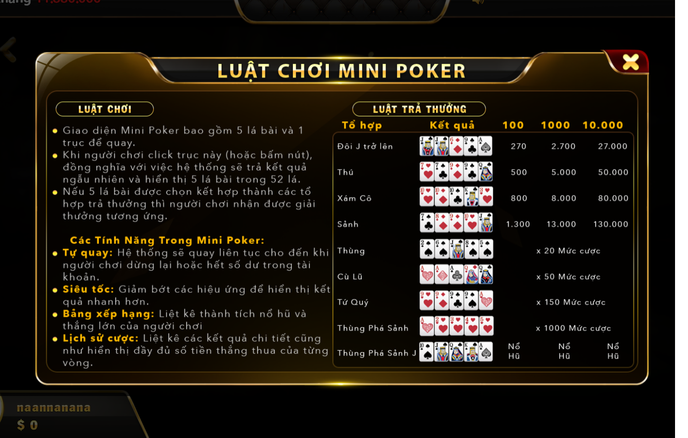 Luật chơi Mini poker được đánh giá khá đơn giản