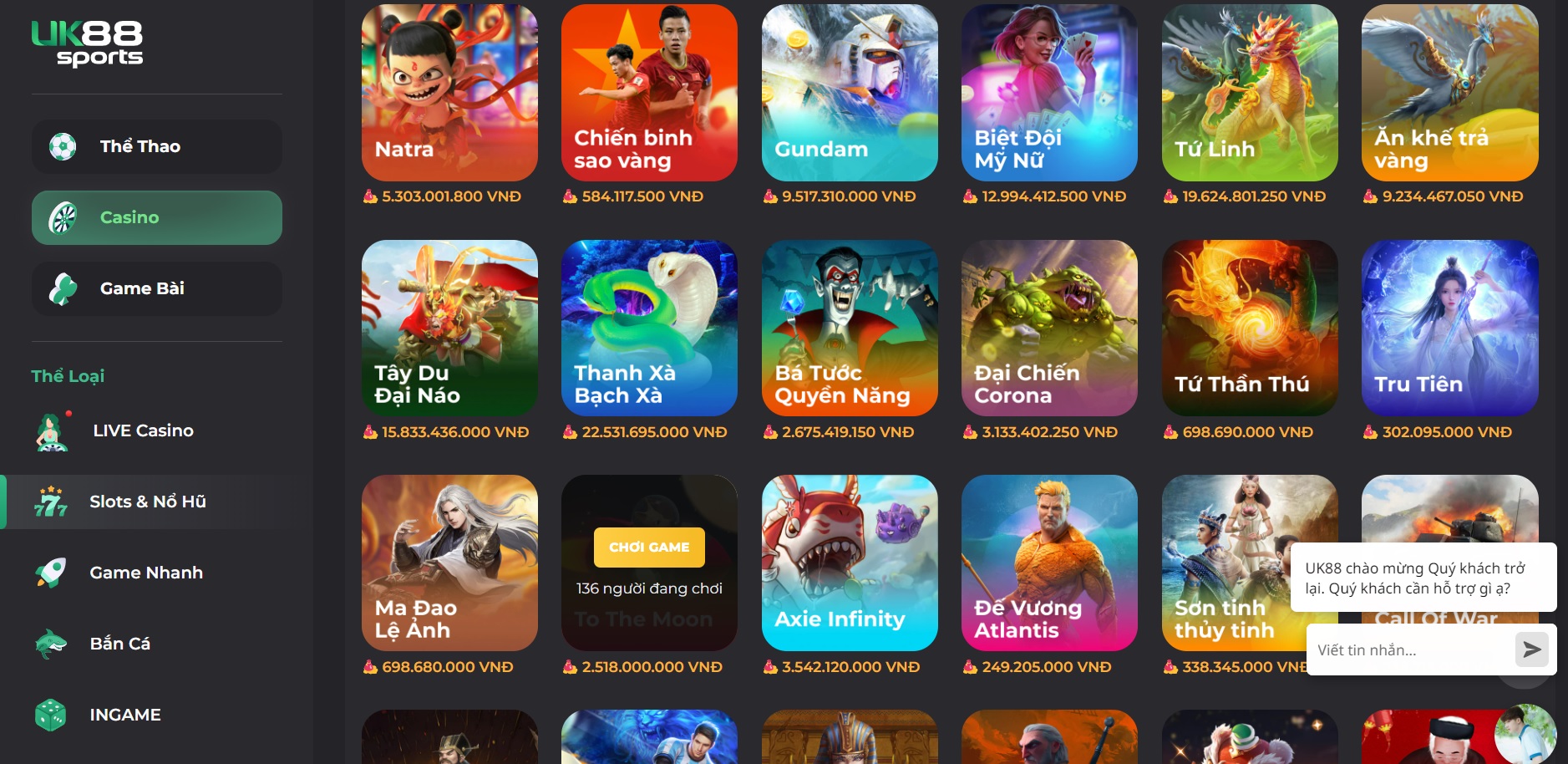 Kho game cực cuốn hút tại nhà cái UK88