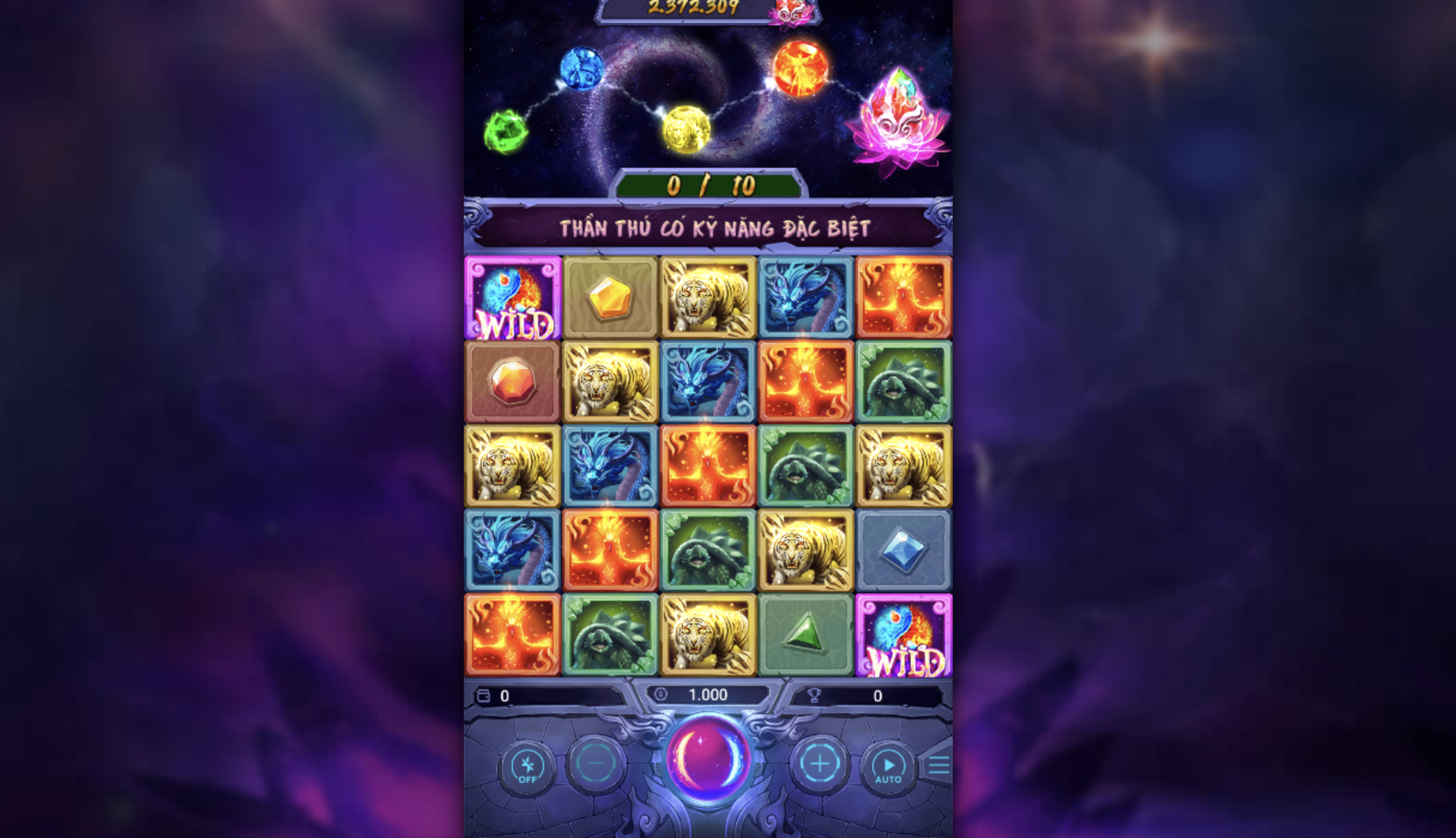 Trò chơi Tứ Thần Thú sẽ là một dạng game có 5 hàng và 5 cột