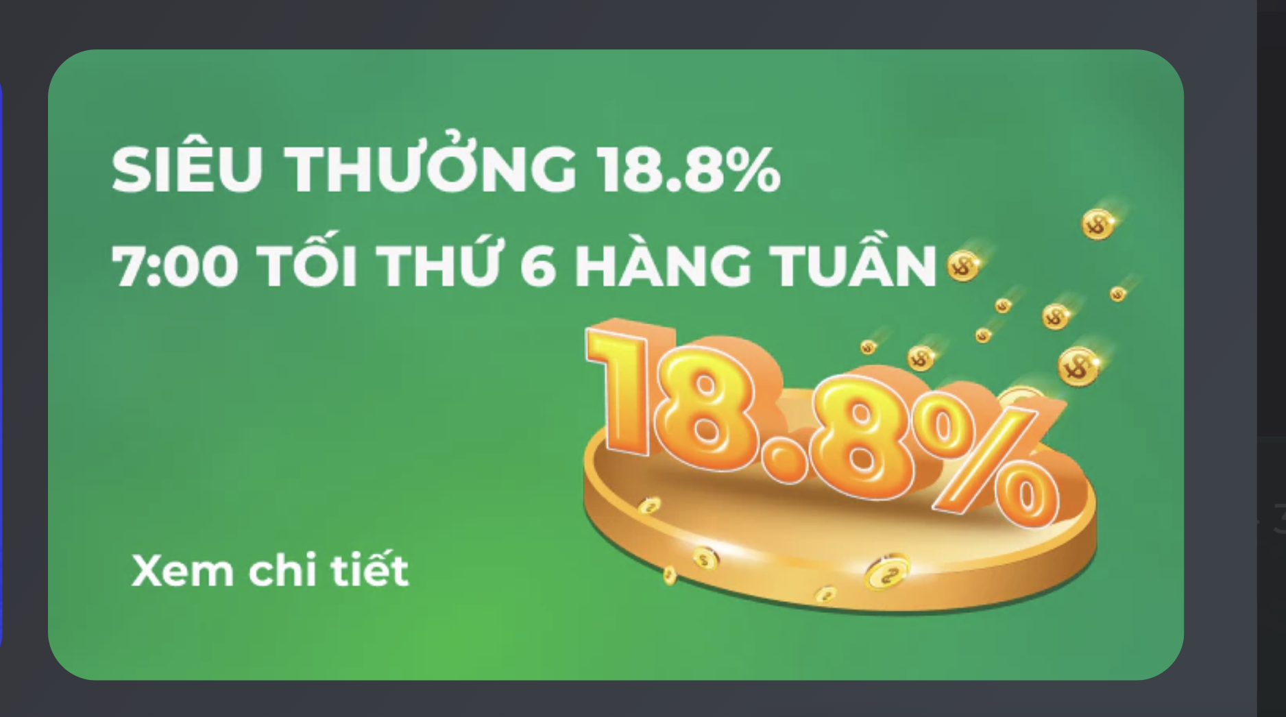 Chương trình nhận thưởng 18.8% tại UK88 VIP