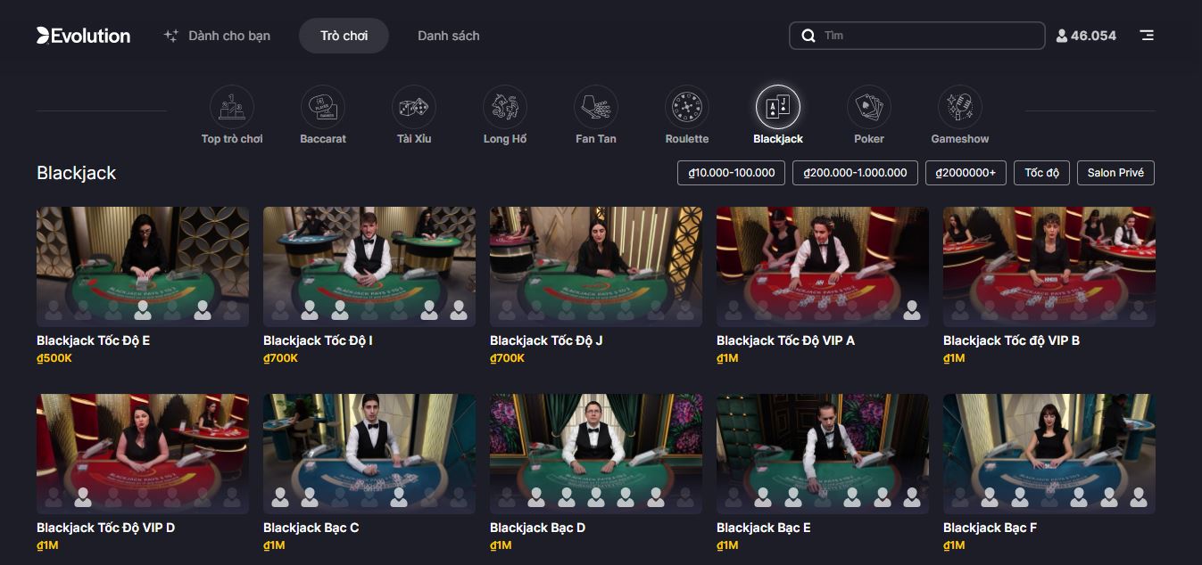 Sảnh game bài blackjack tại nhà cái UK88