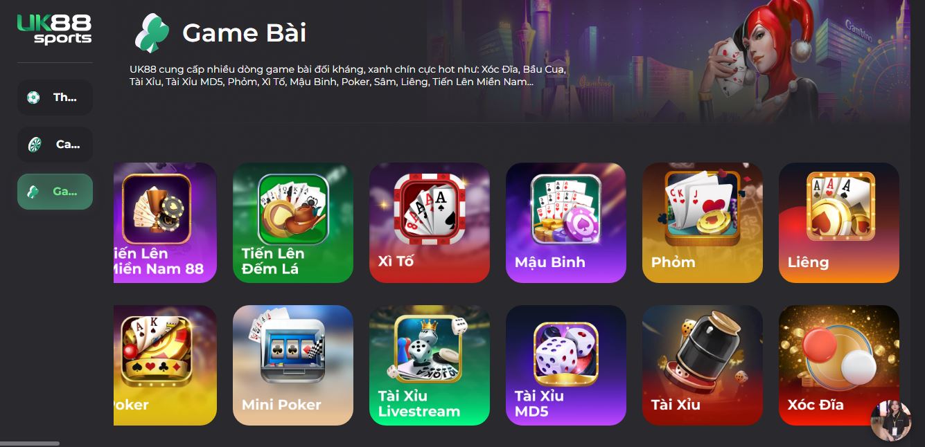 Tổng hợp game đánh bài hot nhất UK88