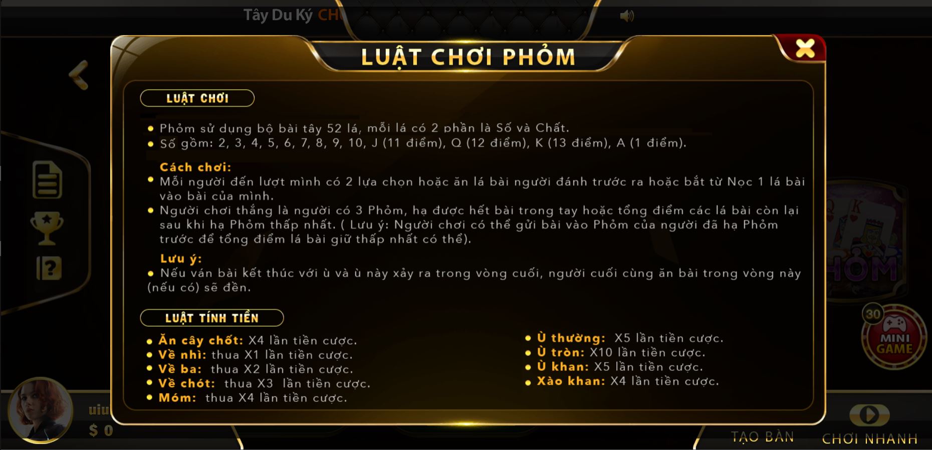 luật chơi đơn giản của game phỏm