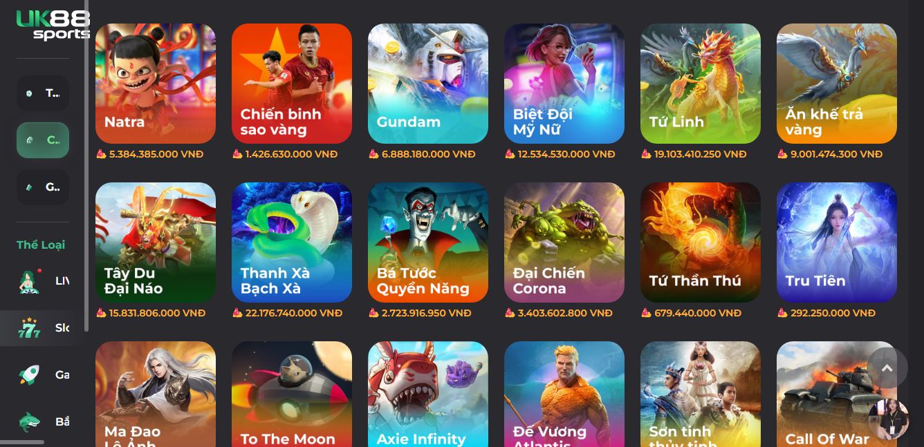 Thiên đường slots game chỉ có tại nhà cái UK88 vip