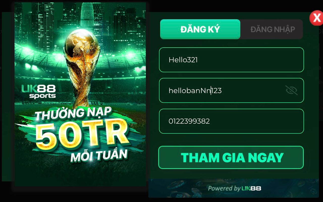 Đăng ký tham gia UK88 để nhận đãi ngộ hấp dẫn