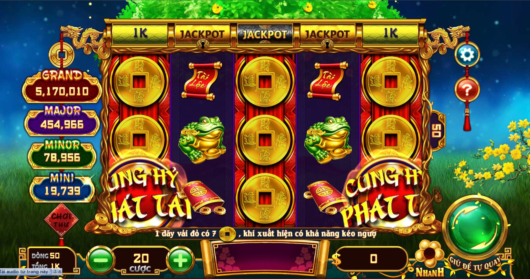giao diện chơi game cực kỳ đẹp mắt