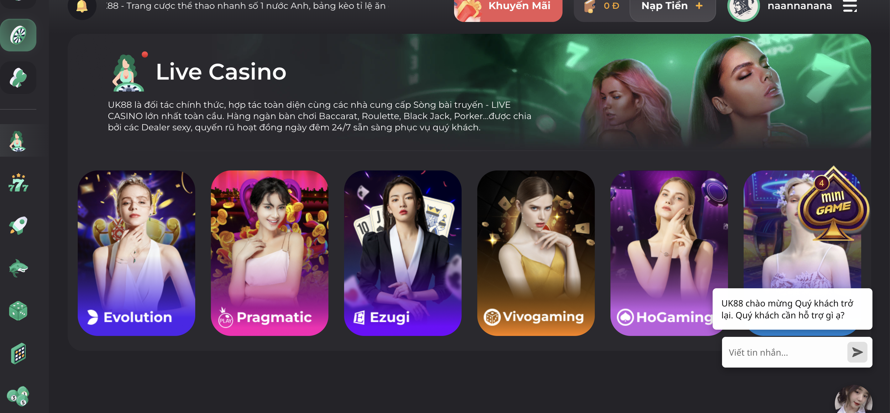 Casino live còn được biết là một hình thức cá cược online