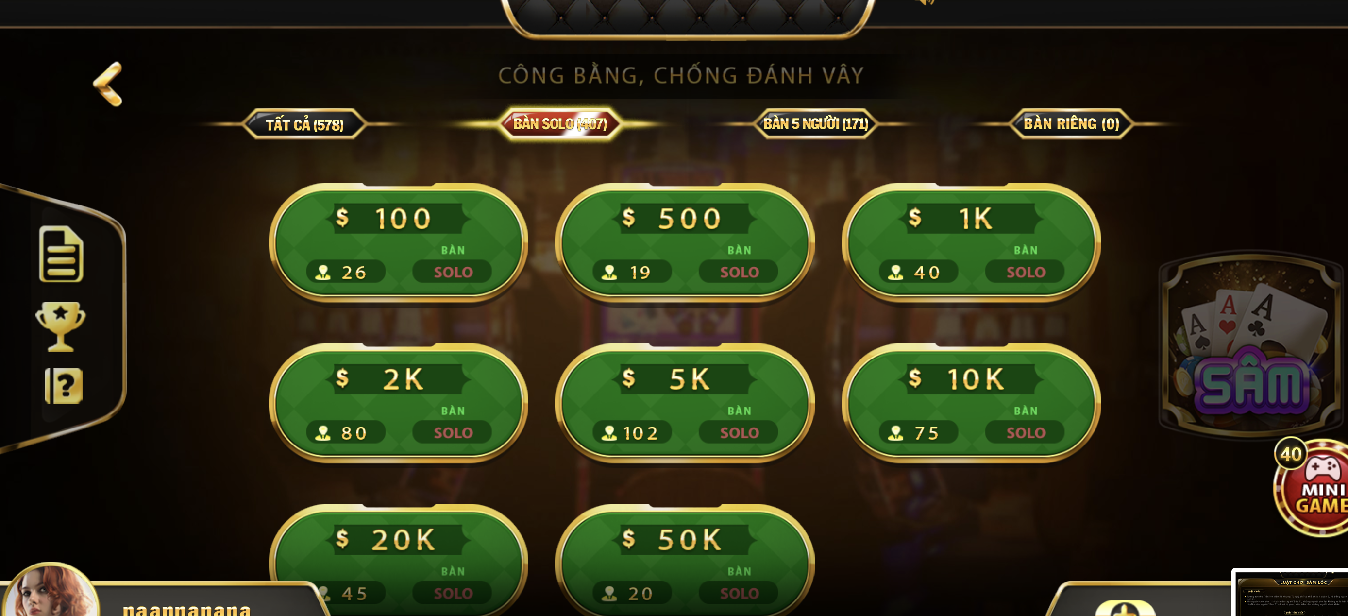 Cách tính tiền siêu đơn giản tại game bài Sâm Lốc