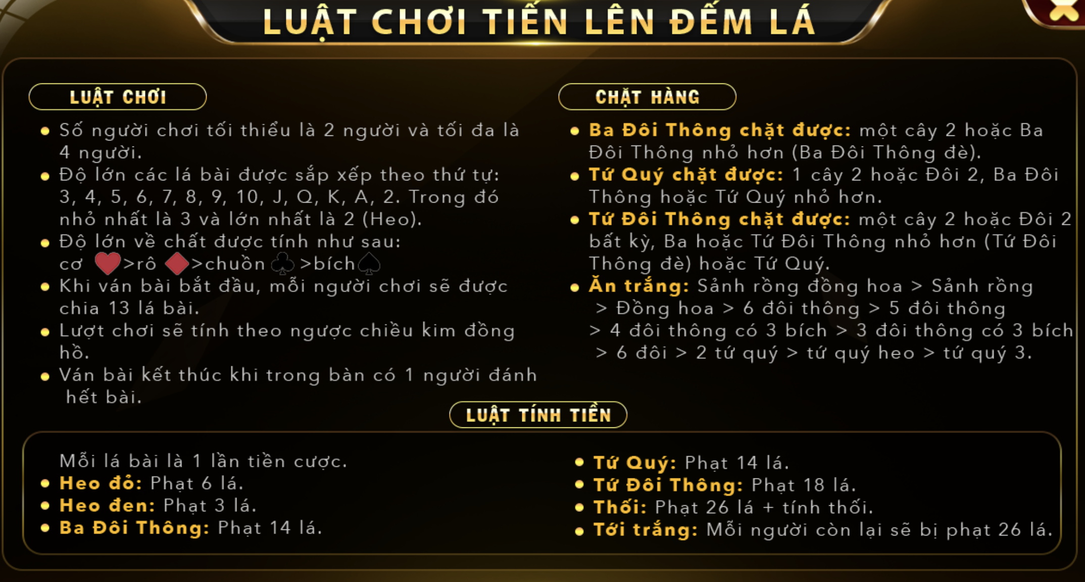 Luật chơi bài Tiến lên đếm lá