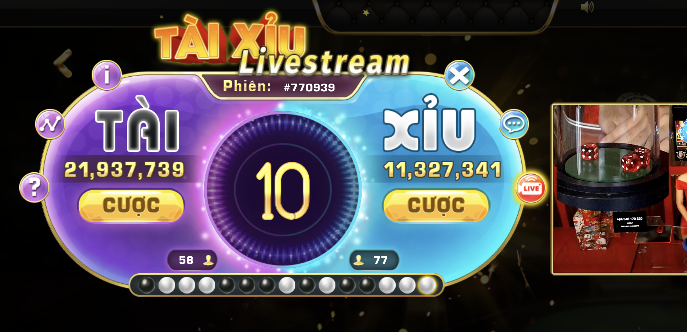 Giao diện Tài xỉu Livestream đẹp mắt
