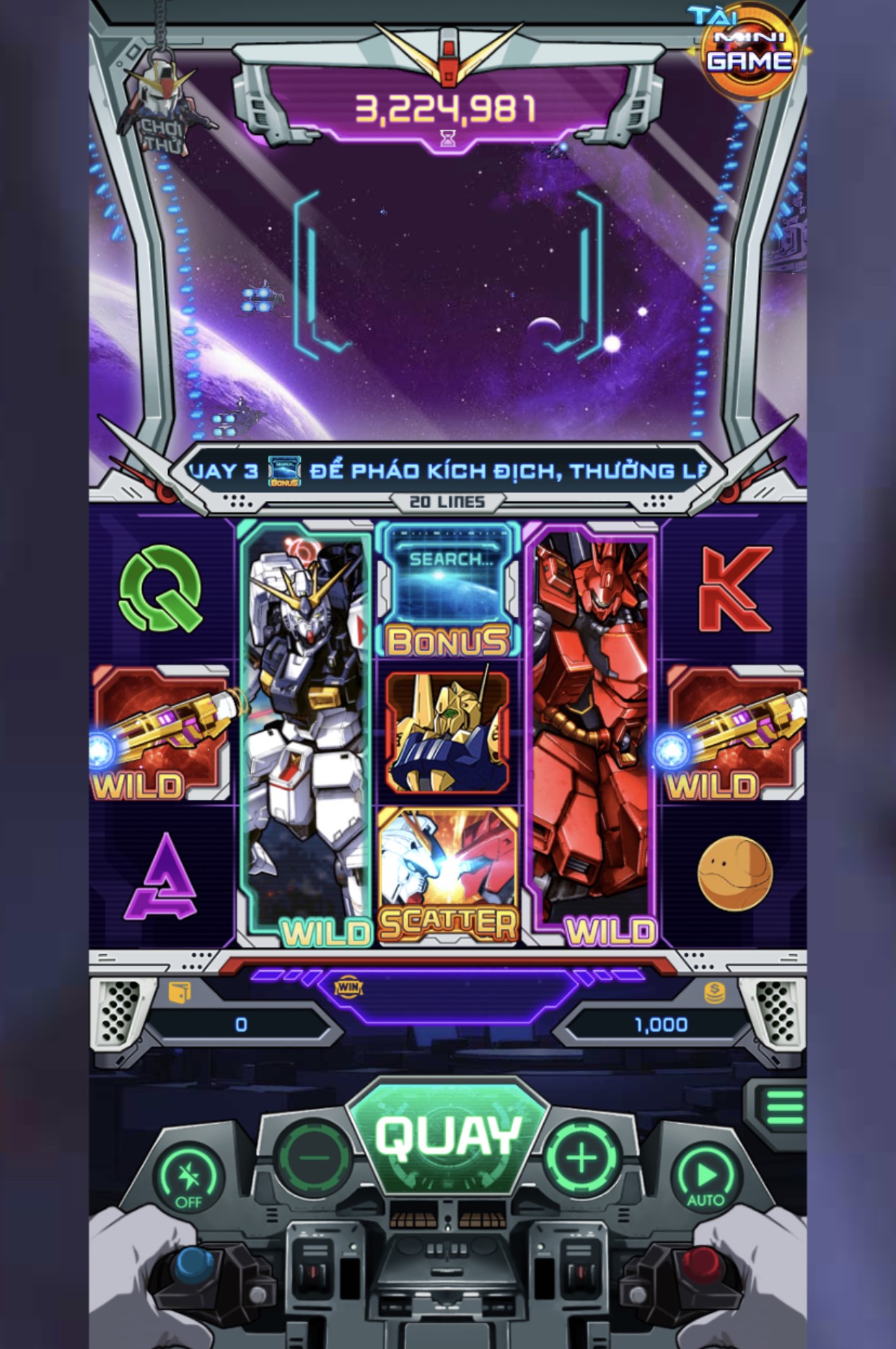 Giao diện nổ hũ sống động trong game Gundam UK88