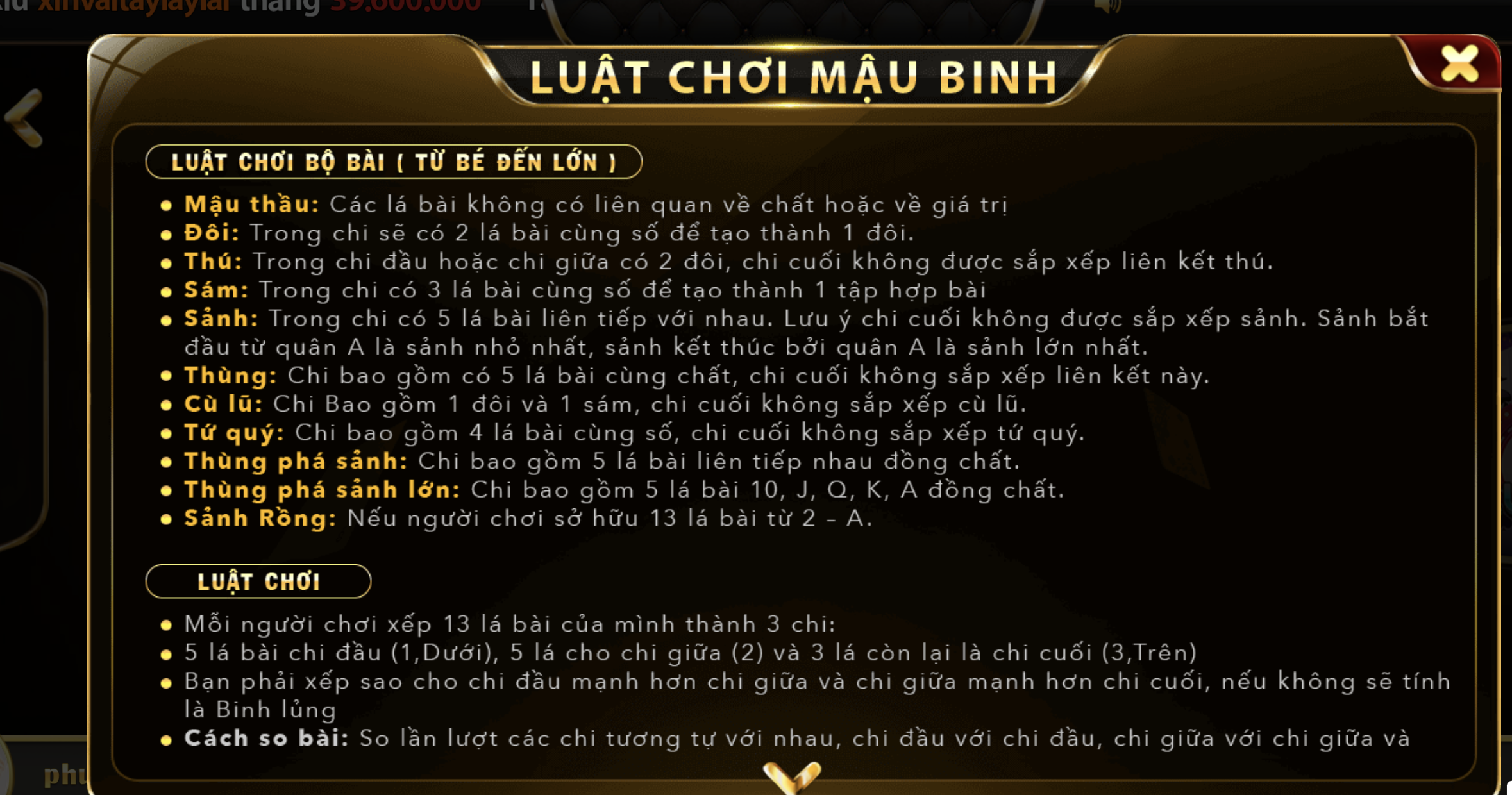 Thùng phá sảnh thượng- sảnh bài số 1 Mậu Binh