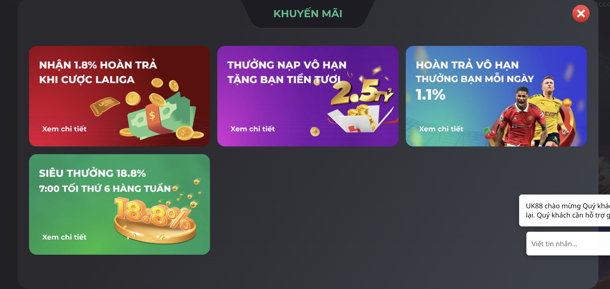 UK88 cung cấp khuyến mãi hấp dẫn