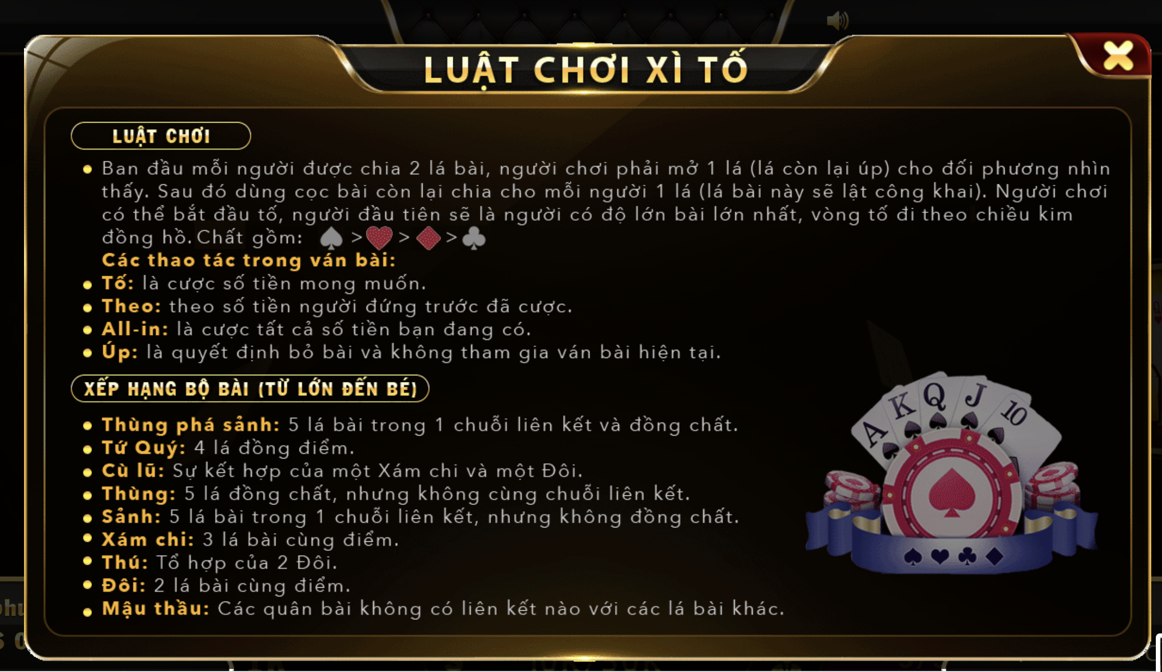 Luật chơi Xì tố cơ bản tại UK88 VIP