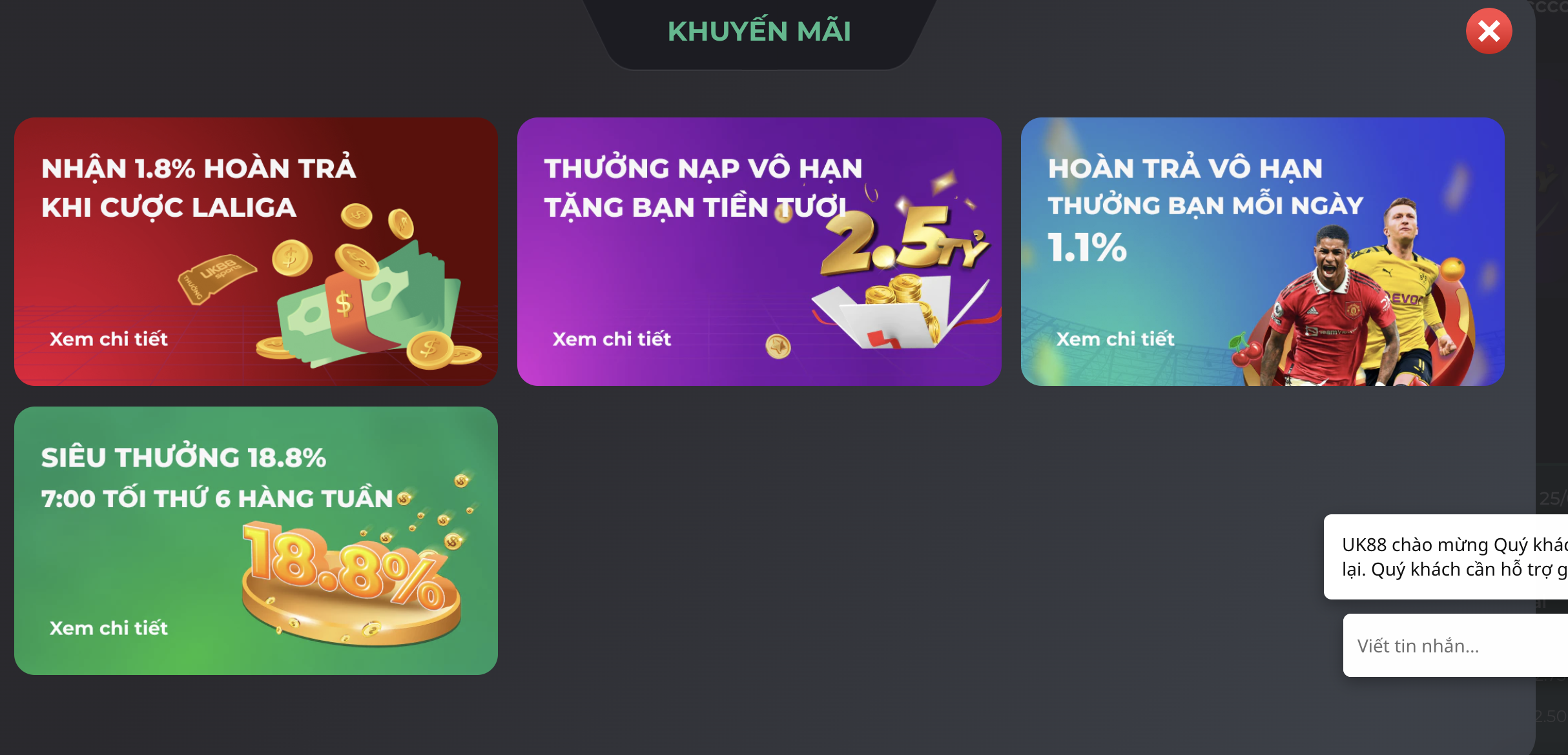 Đôi nét về khuyến mãi hoàn trả hàng tuần tại UK88