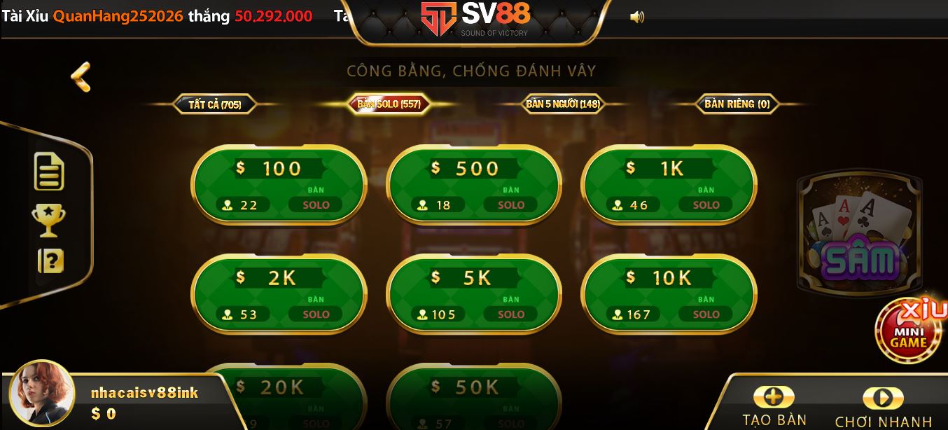 Sảnh cược Sâm lốc tại nhà cái UK88 vip