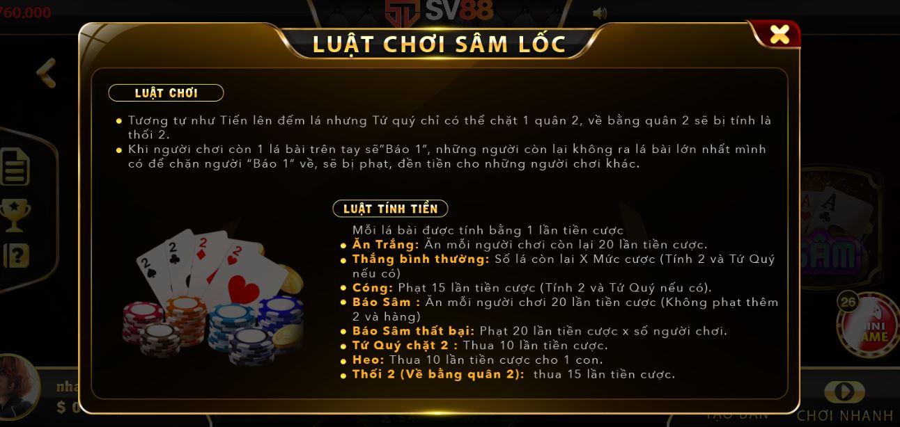 Luật chơi sâm lốc mà cược thủ nào cũng nên biết tại UK88 vip