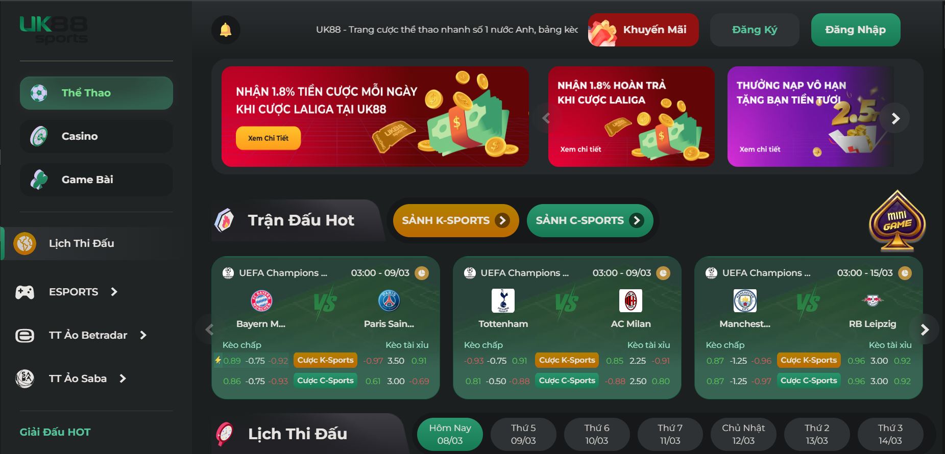 Trang cá cược uy tín uk88 luôn thu hút nhiều người tham gia