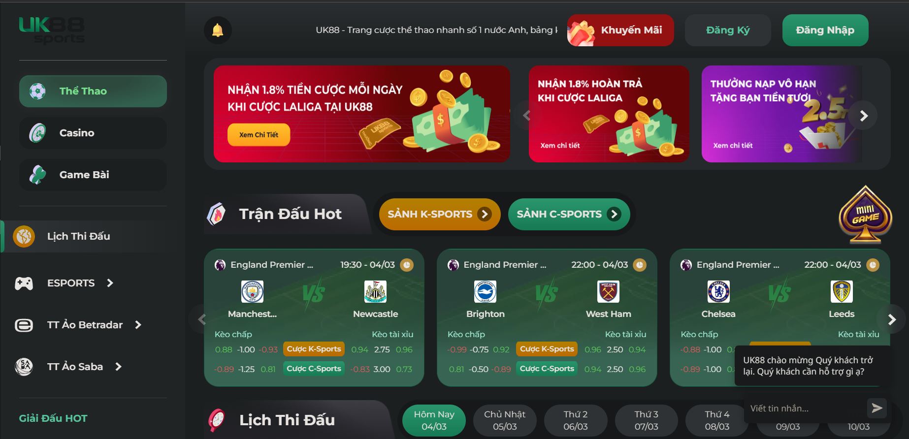 Nhà cái uk88 là địa chỉ uy tín mà nhiều cược thủ lựa chọn